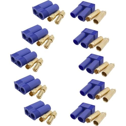 10Pcs/Lot EC5 Banana Plug Bullet Connector EC5 RC Connector Female Male Bullet Gold Connector plug Terminal For RC Lipo Battery