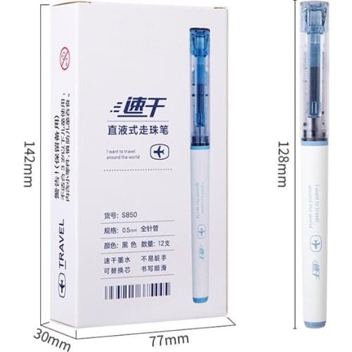 12pcs/0.5mm black quick-drying straight liquid full needle rollerball pen gel pen refill school supplies stationary kit statio