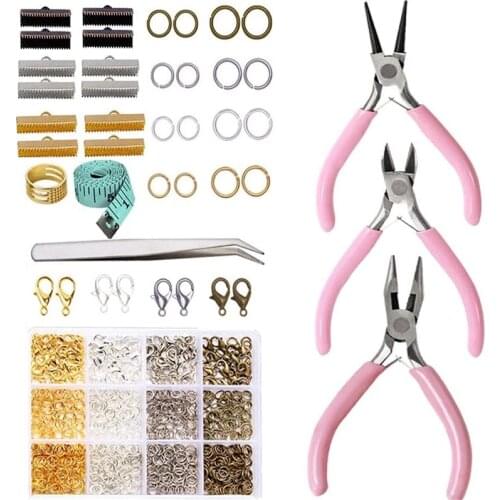 Nonvor Jewelry Jump Rings Lobster Clasps 3 Pieces Jewelry Pliers Soft Tape Measure Brass Jump Ring Opener Jewelry Making Tools
