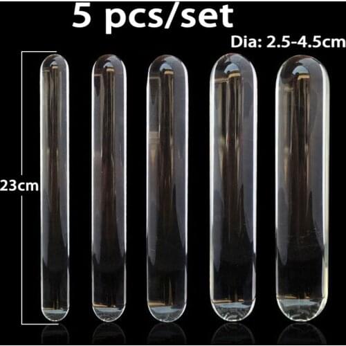 5pcs/set transparent glass dildo big anal plug anus vaginal dilator masturbator penis dildos sex toys for woman double dildo