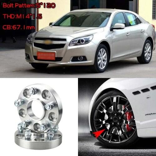 4pcs 1" Wheel Spacers Adapters 5 Lug 5x4.7"/5x120-14x1.5 Studs For Chevrolet Malibu 2013-2015