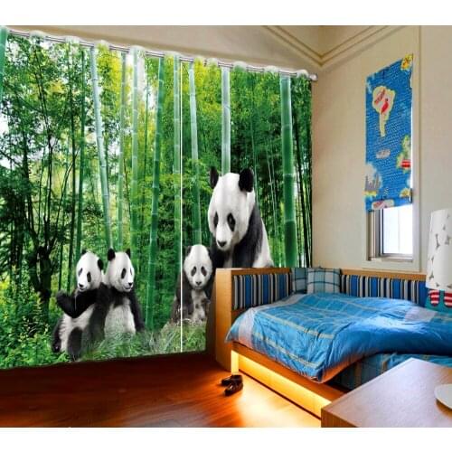 Bamboo animal curtains 3D Curtain Printing Blockout Polyester Photo Drapes Fabric For Room Bedroom Window