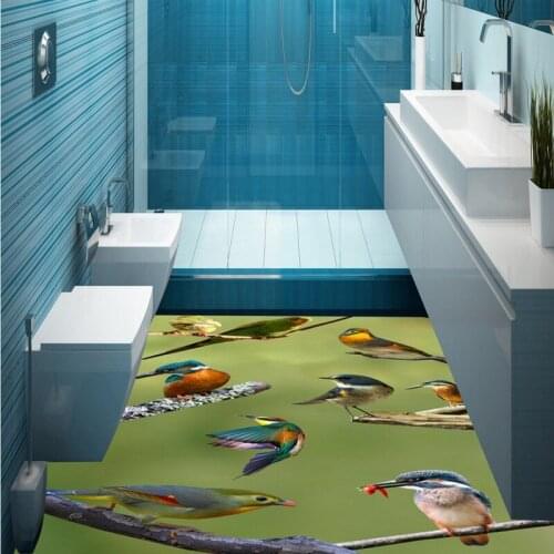 Free Shipping Branch birds fashion flooring wallpaper living room restaurant home non-slip PVC floor mural high quality