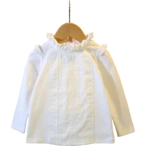 Girls Blouse 2018 Spring Baby Girl Shirt Children Clothing Long Sleeve Cotton White Lace Girls Shirt Blusas Kids Clothes DQ955