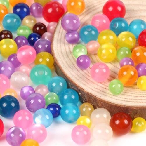 6/8/10mm Colorful Loose Spacer Beads Round Cat Eye Resin Beads For Jewelry Making Diy Necklace Bracelet Accessories