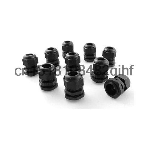 10 Pcs PG13.5 Black Plastic Waterproof Cable Glands