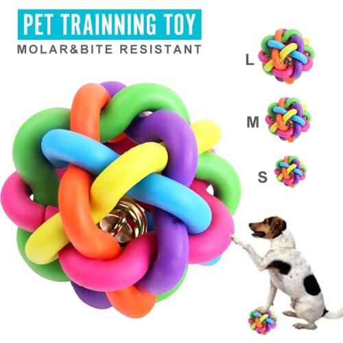 Colorful Pet Dog Rubber Sound Toys Ball Fun Bell Trainning Tool Cat Toy Interactive Environmental Protection Durable Pet Product