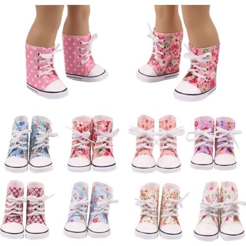 Doll Shoes Long Print Boots For 18 Inch &Bald Head Doll &New Born Baby Generation Birthday Girls Toy Gifts