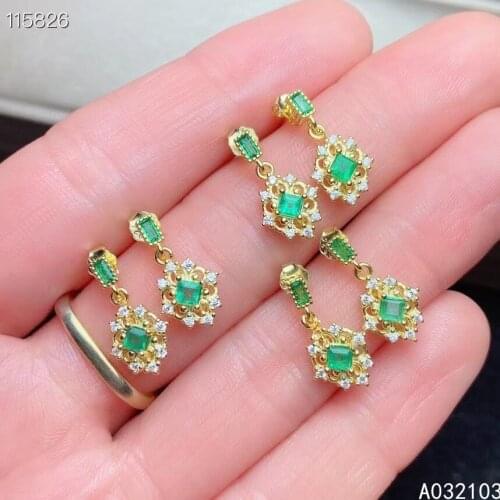 KJJEAXCMY 925 sterling silver inlaid natural emerald Girl delicate fresh simple Chinese style earrings support check