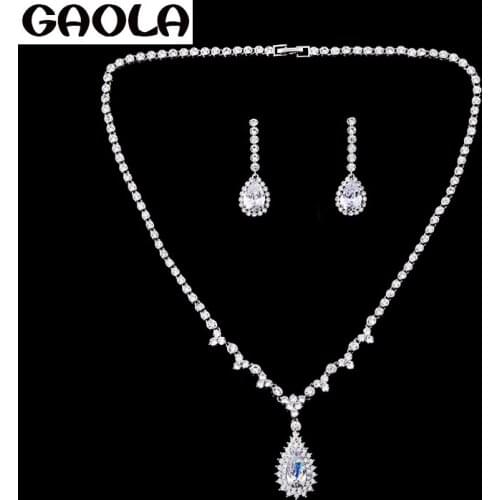 GAOLA Crystal Water Drop Jewelry Sets Fashion 2016 African Necklace and Earring Set for Women GLN0036/GLE2830