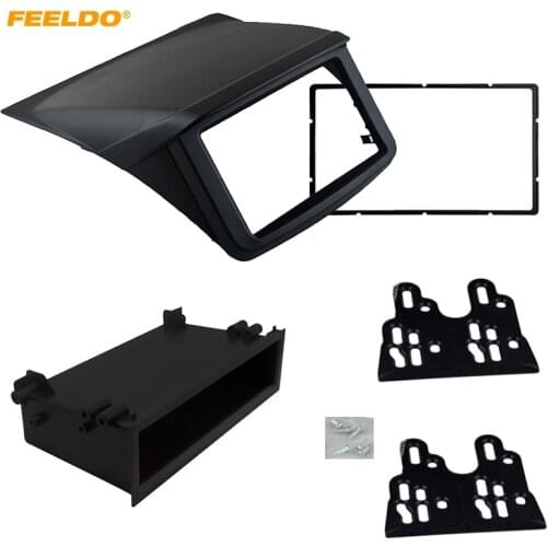 FEELDO 2DIN Stereo Panel Mounting Trim Kit Frame Fascia With 1DIN Spacer Pocket For Mitsubishi Pajero Sport/Montero Sport