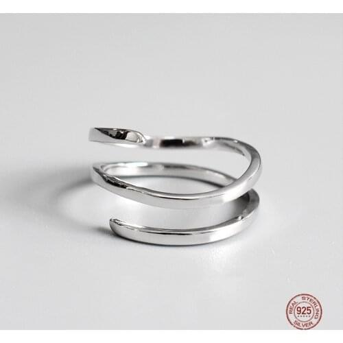 LKO 925 Sterling Silver Multi-Storey Twining Design Personality Adjustable Ring Fine Jewelry For Women Party Accessories
