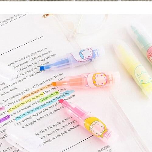 5pcs/Set Mini Pens Highlighter Markers Key Text Cartoon Kawaii Colored Marker For Drawing Graffiti School Stationery Supplies