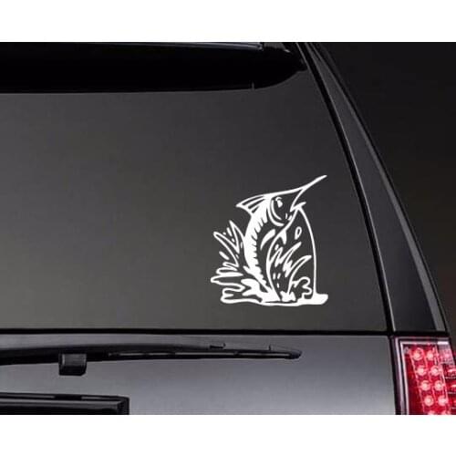 Marlin Fish Jumping Out Of Water Fishing Car Decals Vinyl Decor Stickers Waterproof Removable Car Body Decor Decals ZP0575