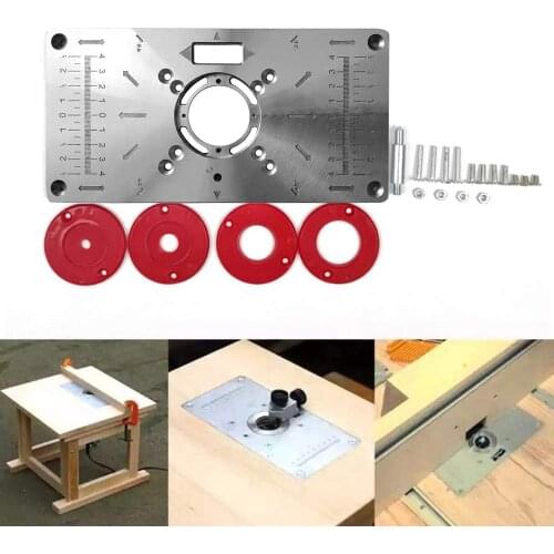 Multifunction Router Table Insert Plate Woodworking Benches Aluminium Wood Router Trimmer Models Engraving Machine with 4 Rings