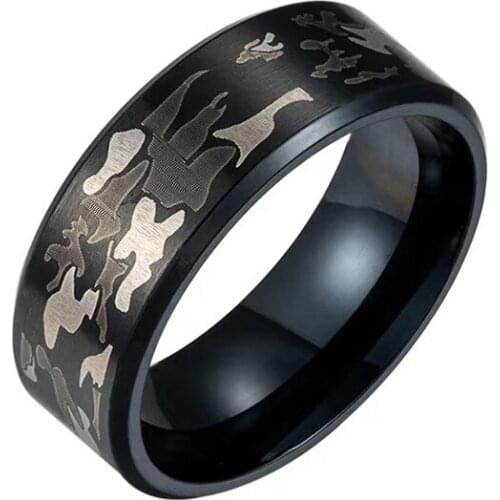 Fashion Stainless Steel Camouflage Ring Fashion Men Jewelry Brand Design Wholesale Anniversary Gifts