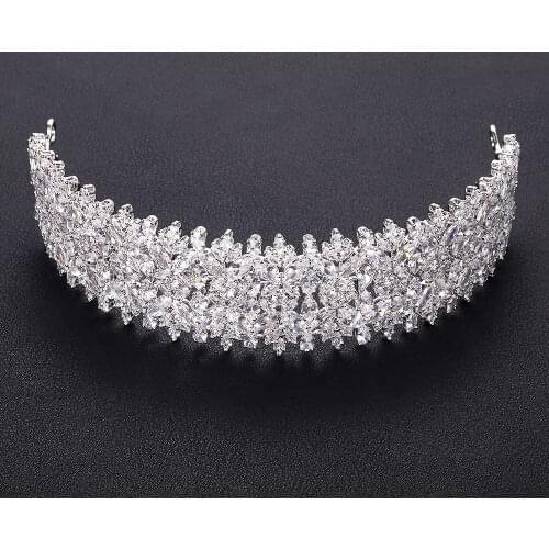 Accking Fashion Ladies Wedding Headpieces With cube zircon Wholesale Bridal Hair Accessories Headdress Bridal Hair Tiaras