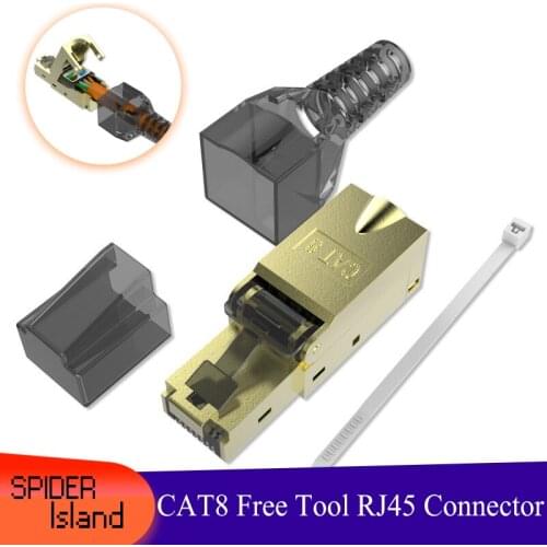 Newest CAT8 Cat.8 Network Cable Connector Shielded Tool Free Tooless Rj45 Metal Computer Network Module for Gigabit