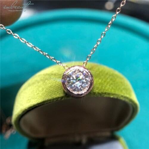 Rose Gold Silver 925 Excellent Cut 2 Carat Diamond Test Past D Color Moissanite Round Shape Pendant Necklace Women Fine Jewelry