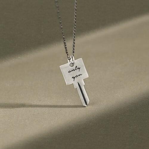 VINTAGE only you 100% Silver S925 Necklace Simple Style Sterling Silver Love Key Necklace ornaments Jewelry Woman Lady Gift