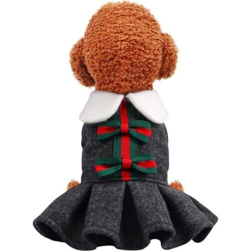 Bow-tie Dog Dress Clothes Winter Princess Style Pet Dog Skirt Puppy Chihuahua Pomeranian Coat For Dogs Cats Clothing Ropa Perro