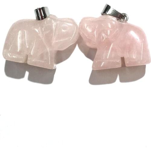 2021 New Natural Semi-precious Stone Pendant Elephant Shape Crystal Agat Charms for Jewelry Making DIY Necklace Accessories