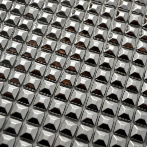 Self-adhesive pyramid stainless steel metal mosaic tiles pyramid pattern for bathroom shower kitchen backsplash tiles