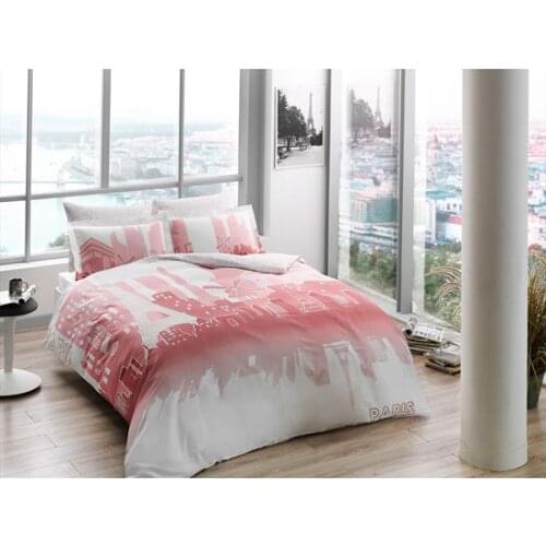TAC Double Queen Size 4 pcs Satin Glow Duvet Cover Set - Paris Theme - 100% Cotton