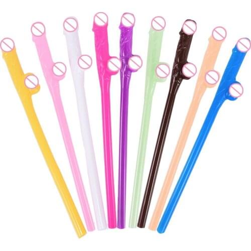 10pcs Drinking Penis Straws Bridal Shower Sexy Hen Night Bachelorette Party Decoration Nude Penis Straw Toy Bar Wedding Supplies