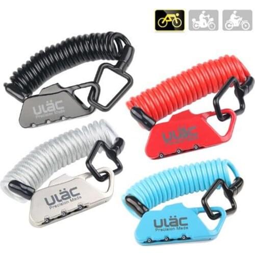 ULAC Mini Bike Lock 1200mm Fold Backpack Cycling Helmet Bicycle Cable Lock 3 Digit Combination Anti-theft Bike Bicycle Lock