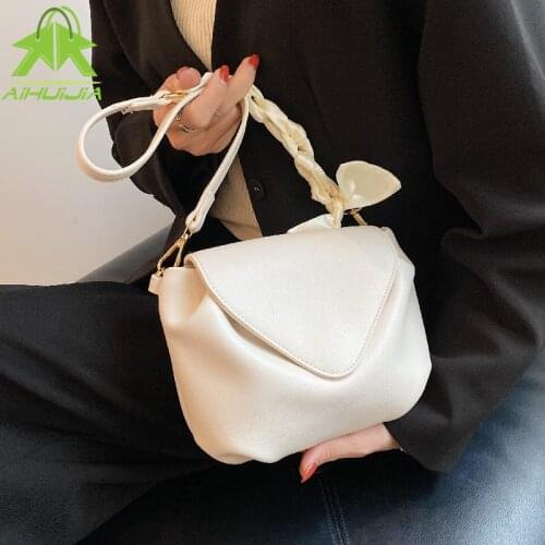 High Quality Soft PU Leather Shoulder Bags For Women Luxury Designer Messenger Bag 2021 New Fashion Ribbon Handbag And Purses