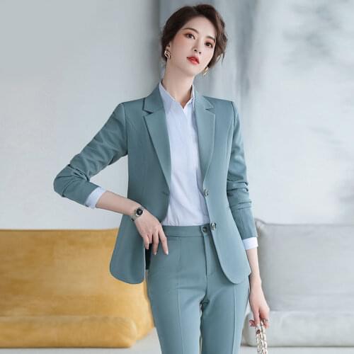 Lady Women Suits Set 2020 Spring and Autumn White Peak Lapel Slim Professional 2 Piece Set Suit Womens Pantsuit Customi Made