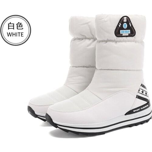 Womens Snow Boots 2019 Winter New Down Feather Snow Boots Female Flat Tube Fur Boots Women Waterproof Plus Velvet Cotton Boots