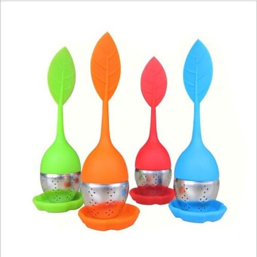 1 pc Food-grade Silicone & Stainless Steel Leaf Tea Leaf Strainer Herbal Spice Infuser Tea Filter