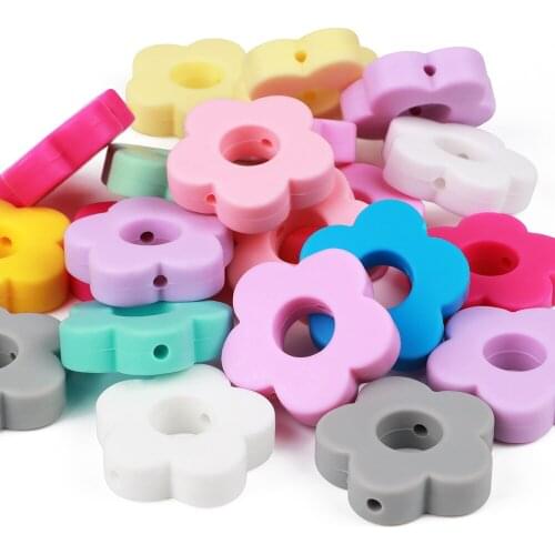 * Cartoon Flower Silicone Beads Food Grade Baby Teether Bead BPA Free Baby Teething Toys DIY Making Pacifier Necklace