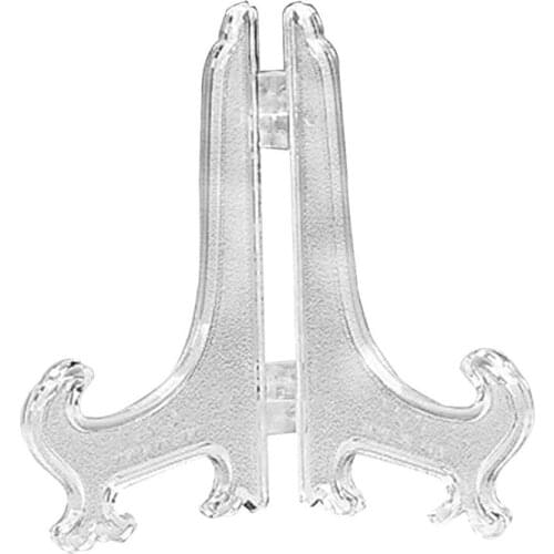 12Pcs 3 Inch Plastic Easels or Plate Holders Display Dinner Plate (Transparent)-SCLL