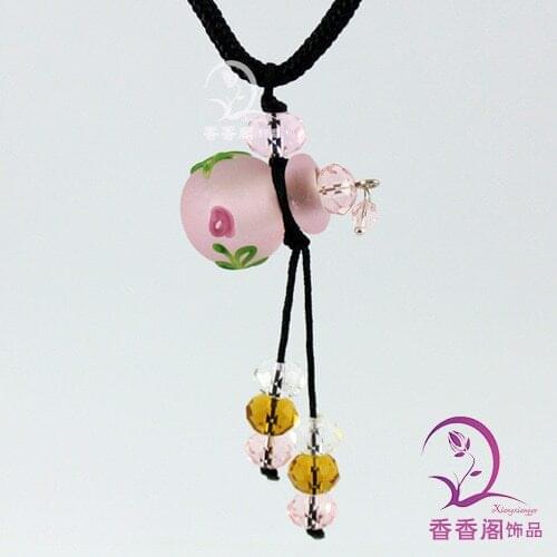 2PCS Murano Glass Perfume Necklace Candy Ball With Flower (with cord) ,Essential oil bottle ,Perfume jewelry vial