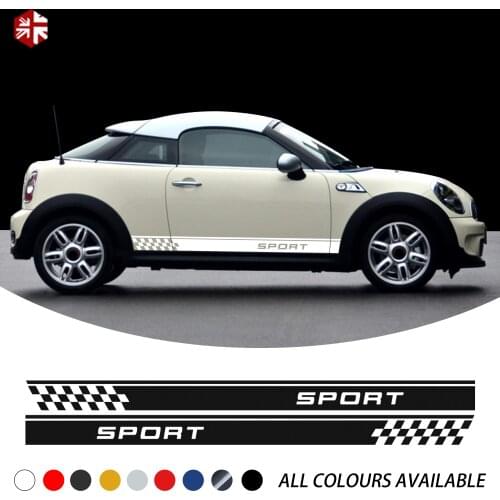 2 Pcs Racing Sport Checkered Styling Car Door Side Stripes Sticker Body Decal For MINI Cooper S R57 R58 R59 Accessories