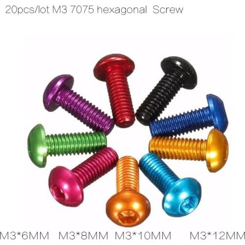 20pcs 7075 M3 Screw M3*6 M3*8 M3*10 M3*12 6mm 8mm 10mm Aerospace Aluminum Alloy Hexagonal Screws SHCS for FPV RC 16%OFF