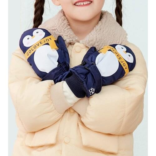 -30 Outdoor Sports Ski Gloves Chidlren Winter Waterproof Keep Warm Cute Cartoon Pattern Boys Girls Snowboard Gloves 6-12 Yearold