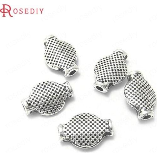 4339)50PCS 12x8MM Antique Silver Zinc Alloy Oval Spacer Beads Bracelets Beads Jewelry Making Supplies Diy Findings Accessories