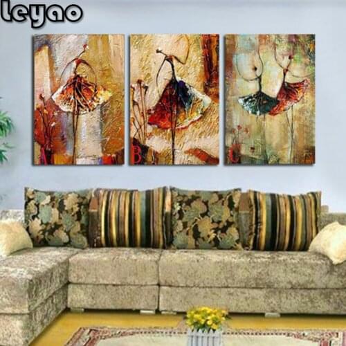 5D Diamond Painting 3 pieces Modern Knife Sexy Ballet Dance Full Square/Round Drill Diamond Embroidery Cross Stitch Handmade Gif