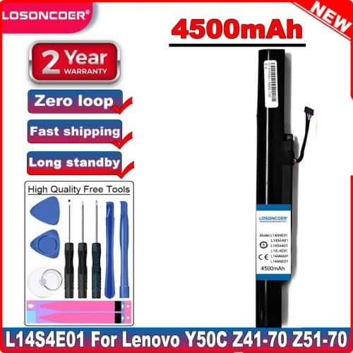 LOSONCOER 4500mAh laptop battery for Lenovo V4000 Y50C Z41 Z51 Z41-70 Z51-70 500 L14L4A01 L14L4E01 L14M4A01 L14M4E01 L14S4A01