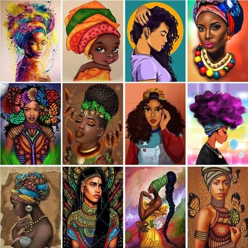 3d Diy Diamond Painting Complete Round Diamonds Brown Skin Girl Diamond Embroidered Rhinestone Picture Mosaic Home Decor