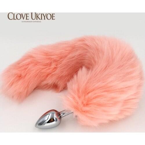 Mine Size Pink Tail Stainless steel Anal Plug Animal RolePlay Cosplay Metal Butt Plug Adult Games Sexy Toys for Women or Men