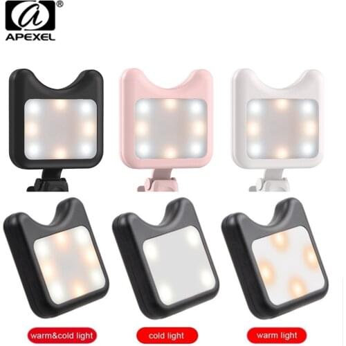APEXEL For All Kinds of Phone Rechargeable USB Charge with battery charging Selfie Portable LED Ring Fill Light Camera APL-FL01