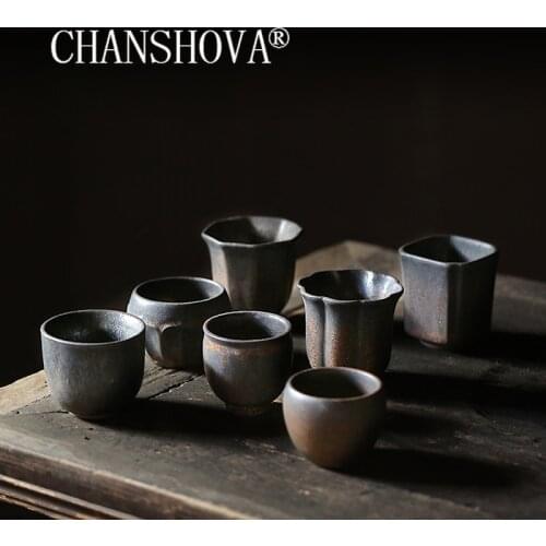 CHANSHOVA 50-90ml Chinese retro Handmade Coarse pottery tea cup High Temperature China ceramics cups H486