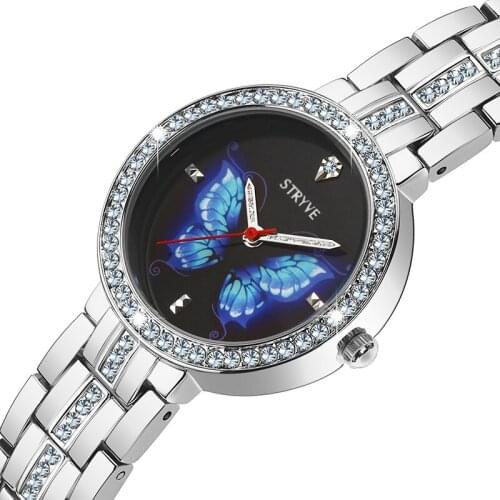 New STRYVE waterproof Watches Women Luxury crystal And Alloy Bracelet Analog Wristwatch Relogio Feminino Montre Relogio Clock