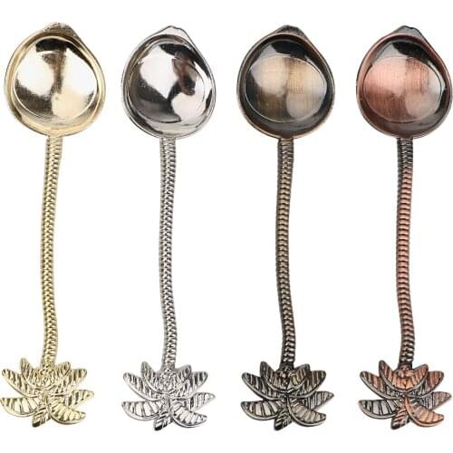 Zinc Alloy Tableware Tea Coffee Spoon Small Coconut Tree Shape Vintage Royal Style Ice Cream Dessert Spoon for Bar Party