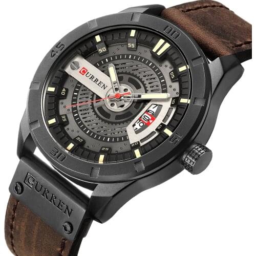 CURREN Men Military Sports Watches Mens Quartz Date Clock Man Casual Leather Wristwatches Relogio Masculino